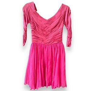 Extraordinary Ceil Chapman 1950s Silk Chiffon Cocktail Dress raspberry pink